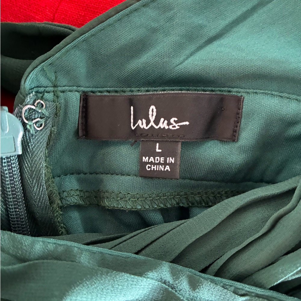 Lulu's Forest Green Pleated Jumpsuit: Size Large - Picture 8 of 11